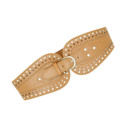 Brede riem van PU-leer met studs voor dames