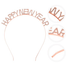 Diadema para fiesta de Año Nuevo, aleación de zinc color oro rosa, 1 unidad