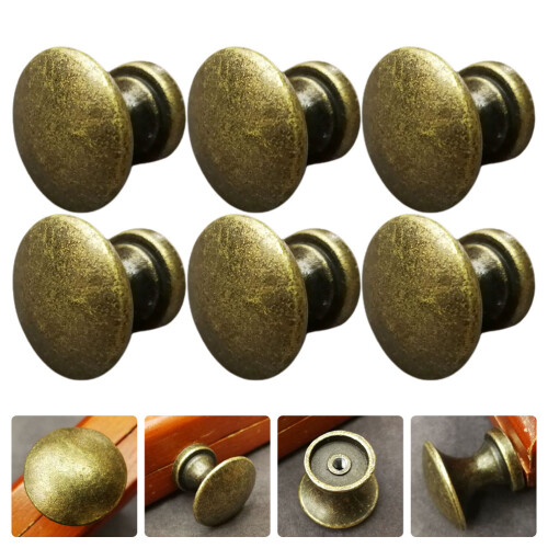 6Pcs Zinc Alloy Bronze Drawer Pull Knobs Antique Round Cabinet Handles 2