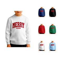 Boys Long Sleeve Crewneck Print Sweatshirt Soft Lined Thermal Pullover Top For Kids Winter Holiday Casual Wear