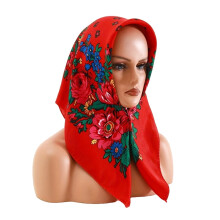 Scairf Bláth Mór Eitneach Rúiseach Stílmhar do Mhná Scairf Chearnógach Bandana Compordach agus Breathable le haghaidh Ócáidí Éagsúla