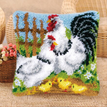 Chicken Family Latch Hook Kit Pillow Case Cushion Cover for Adults Childern