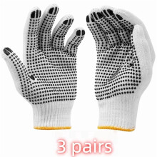 3 Double Work Gloves - Non-Slip Grip, Stretch Knit Reinforced Gloves for Warehouse, Garage, Gardening, Construction, Plus Size for Men and Women