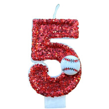 Baseball Birthday Cake Topper Red Glitter Number 2