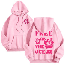 Grafische hoodies voor dames, schattige preppy sweatshirts met lange mouwen, oversized pullover met capuchon en zakken voor de herfst, roze, XXL