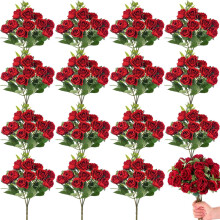 Bouquet de 16 mini roses artificielles (30 cm) - Roses en soie artificielles en vrac pour mariage, enterrement de vie de jeune fille et décoration