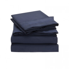 Microfiber Bed Sheets Navy Blue Alaskan King 4-Piece