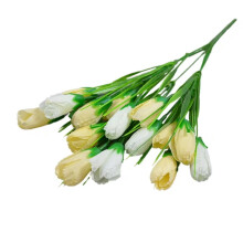 Un bouquet de tiges d'oignons artificiels bicolores pour la décoration, idéal pour les fêtes et la décoration intérieure de style champêtre.