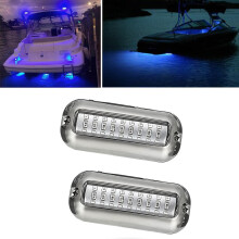 2 stk. blå marine LED-dekkslys, 27 LED-pærer, IP68 vanntett, rustfritt stål, 1200 LM, kompatibel med båter, pontonger, yachter, tilhengere
