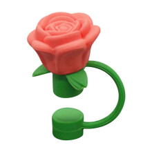 Valentine's Day Straw Toppers for Cup,Cute Straw Cover Cap Straws Accessories,Silicone Rose Flower for Women Gift
