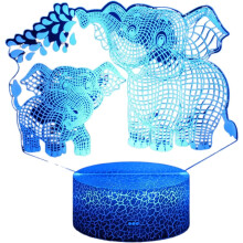 Lampe de table en forme d'éléphant avec télécommande tactile, lampe LED 3D décorative pour la maison ou la chambre, veilleuse créative, cadeau