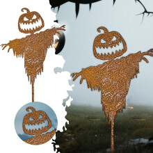 Estaca de metal para jardim com tema de Halloween - Design de bruxa e abóbora