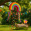 Rainbow Piñata Set with Bat and Mask for Parties 1