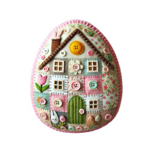 Kit de maison d'œufs patchwork à faire soi-même (C), kit de maison d'œufs en feutrine faite main, décoration de Pâques à faire soi-même,