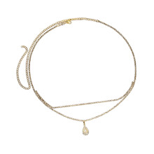 Multi-layer water drop bikini waist chain fashion beach rhinestone body chain golden