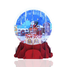 3D Handmade Unique Snow Globe Greeting Cards with Envelope for Merry Christmas Happy New Year Holiday Winter Xmas Gift