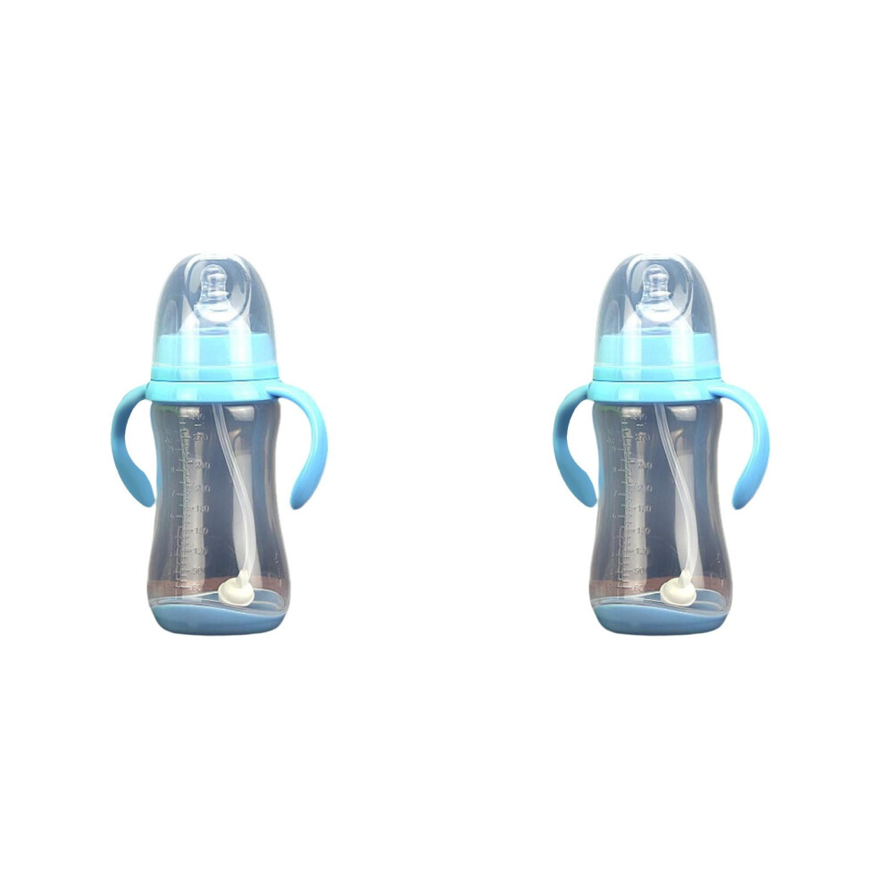 Children'S Sippy Cup 300Ml Wide Caliber Pp Baby Bottle with Handle Anti Drop Anti Flatulence Plastic Baby Bottle