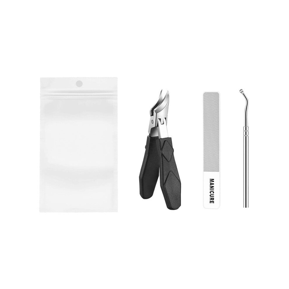 Portable Angled Toe Nail Clipper, Stainless Steel, Anti-Splash, for Thick/Ingrown Nails â with Nail File & Cuticle Pusher