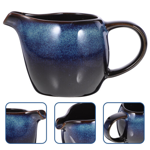 Creamer With Spout And Handle Ceramic Blue 1set For Home Use 1