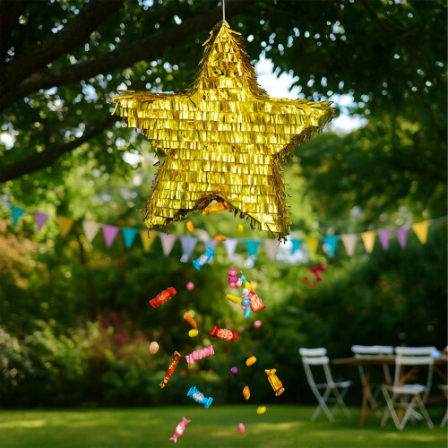 Stern-Piñata-Set mit Stock und Augenbinde