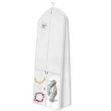 Professional 72" Wedding Gown Garment Cover with 10" Gusset, 4 Clear Pockets for Accessories, Dustproof Hanging Closet Bag, White