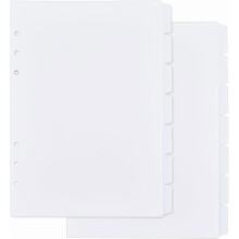 2 Sets A5 14-Sheet White Plastic Index Binder Dividers, 6-Ring, 7-Tab, 6-Hole Compatible with Standard Binders