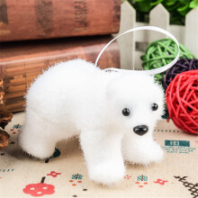 Large White Bear Plush Ornament with Rope – Furry Hanging Animal Figurine for Rustic Home Decor, Small Plush Toy Gift (1PC)