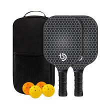Pickleball Racket Set, Lightweight Fiberglass Pickleball Set, with 4 Balls & Carry Bag Pickleball Gifts for Beginners A