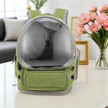 Transparent Cat Travel Carrier Backpack for Pets Green Nylon PVC Spacious Foldable Ergonomic Design 11.8x11.8x17.7 Inches
