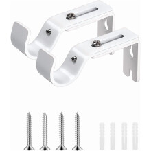 Adjustable Metal Curtain Rod Bracket, 1" Projection, Heavy Duty, 4 PCS, Fits 0.5"-1.25" Rods, White