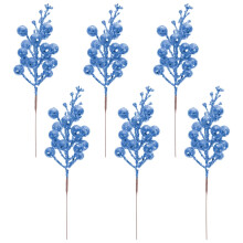 6Pcs Blue Christmas Tree Berry Picks for Festive Decoration and Crafting