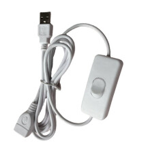Cabo de extensão USB com interruptores, 22AWG macho para fêmea, para transmissão de dados e alimentação, 100 cm de comprimento.