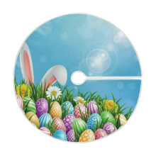 36 Inch Cute Bunny Easter Egg Flower Leaves Spring Holiday Tree Skirt for Easter Christmas Tree Decoration