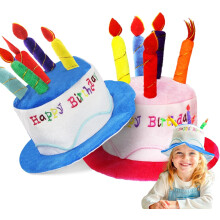 Chapéu de aniversário com estampa de bolo - Chapéu de festa em poliéster, 2 unidades
