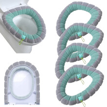 Lot de 4 protège-sièges de toilettes extensibles et doux, lavables avec poignée, compatibles avec les sièges de toilettes standards, verts