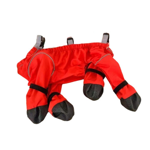 Dog snowsuit with attached boots for medium dogs