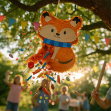 Fuchs-Piñata-Set mit Fledermaus und Maske für Partys