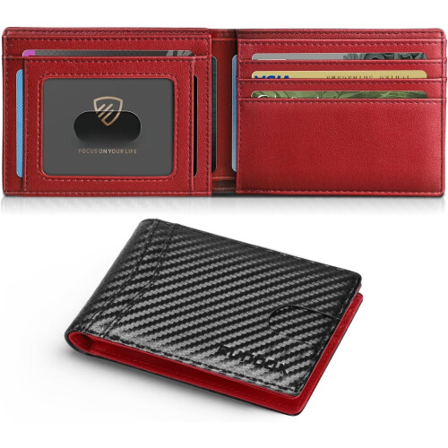 Wallet for Men Slim Leather Bifold Blocking Minimalist Front Pocket Design with Box