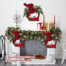 Guirlanda de Natal artificial xadrez vermelha de 30 cm para porta de entrada – Decoração natalina para casa, compatível com uso interno e