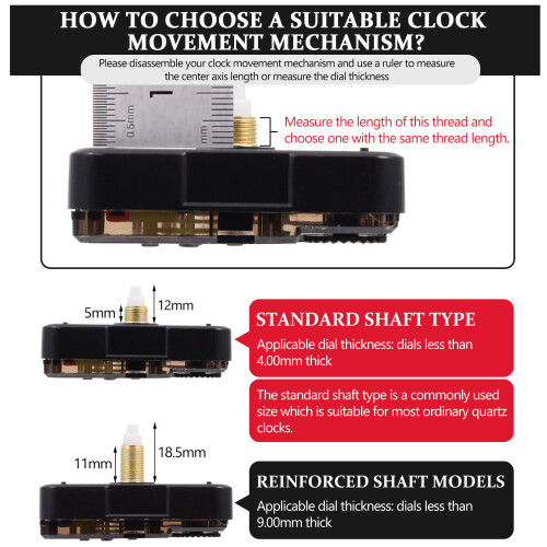 Quartz Clock Mechanism Clock Movement Black Plastic 1pack 2