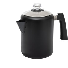 Cafetière à percolation pour cuisinière, en acier inoxydable noir, 1 litre (37 oz).