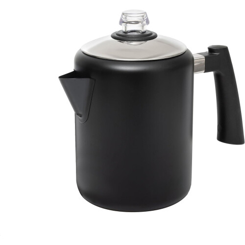 Herdplatten-Kaffeebereiter, schwarzer Edelstahl, 37 oz