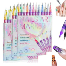 Juego de bolígrafos para decoración de uñas, punta fina de 0,5 mm, 12 colores.