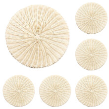 Ronde geweven placemats, 38 cm (15 inch) van natuurlijk waterhyacint, hittebestendig rotan/wicker voor landelijke, boho-, buiten- en terrasstijl.
