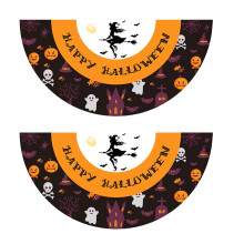 Lot de 2 demi-drapeaux d'Halloween (45 x 90 cm), décoration jardin/cour/porche avec attaches métalliques, lavables et réutilisables