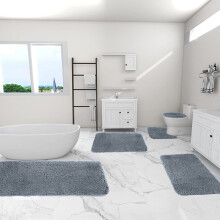 Ensemble de tapis de bain unis – Doux, antidérapants, absorbants, lavables en machine, compatibles avec les salles de bain modernes et les suites