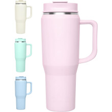 113 cl isolerad tumbler med handtagslock och rougefärgad sugrör