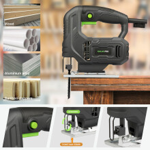 400W Variable Speed Jigsaw 3000 SPM,±45° Bevel Cutting w/ Blades for Wood & Metal