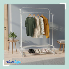 Armoire double en fer avec 2 tringles et étagères