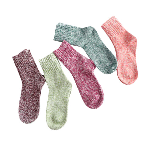 5Pairs Warm Wool Socks for Women Casual Thick Breathable Solid Colors 1